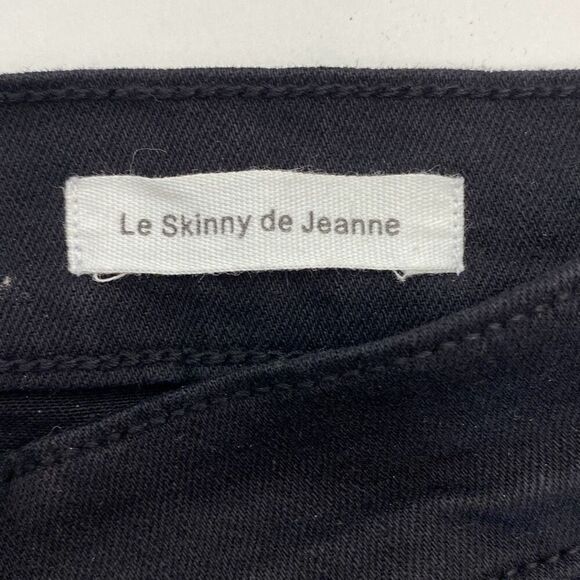 Frame Denim Women's Black Cut-Off Hem Solid Cotton Blend Skinny Jeans Size 31 - Picture 7 of 10